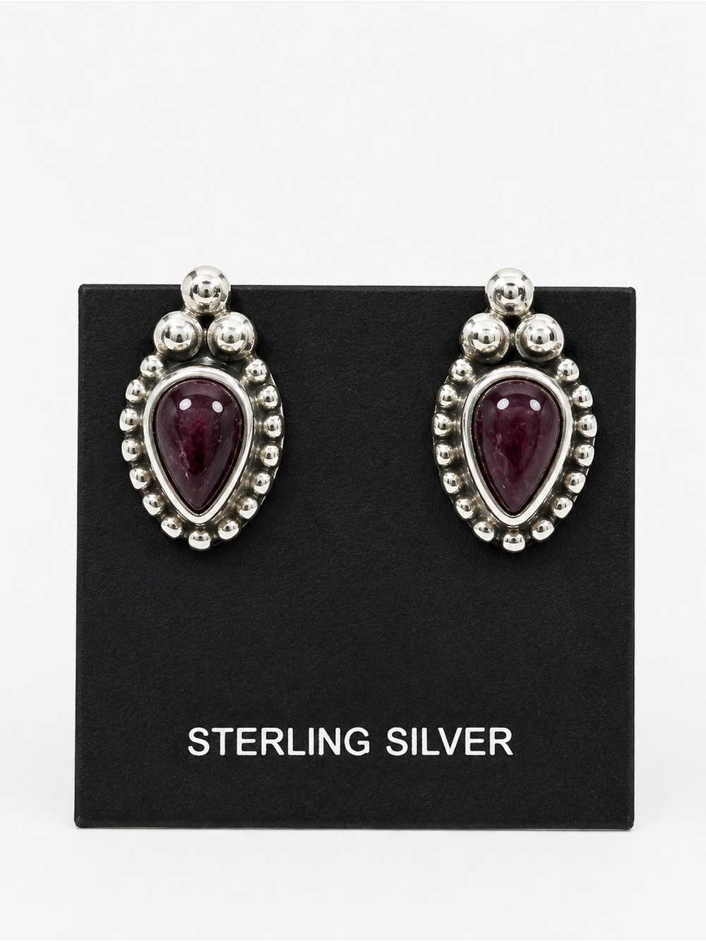 Solid Sterling Silver Purple Spiny Gemstone Post Push Back Style Stud Earrings